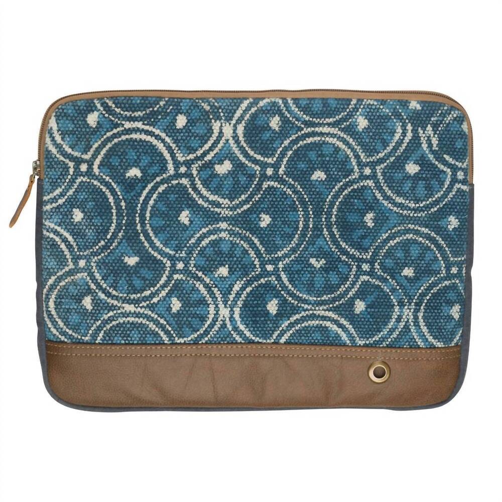 NEW MYRA BAGS women's circles of illusion laptop sleeve in blue